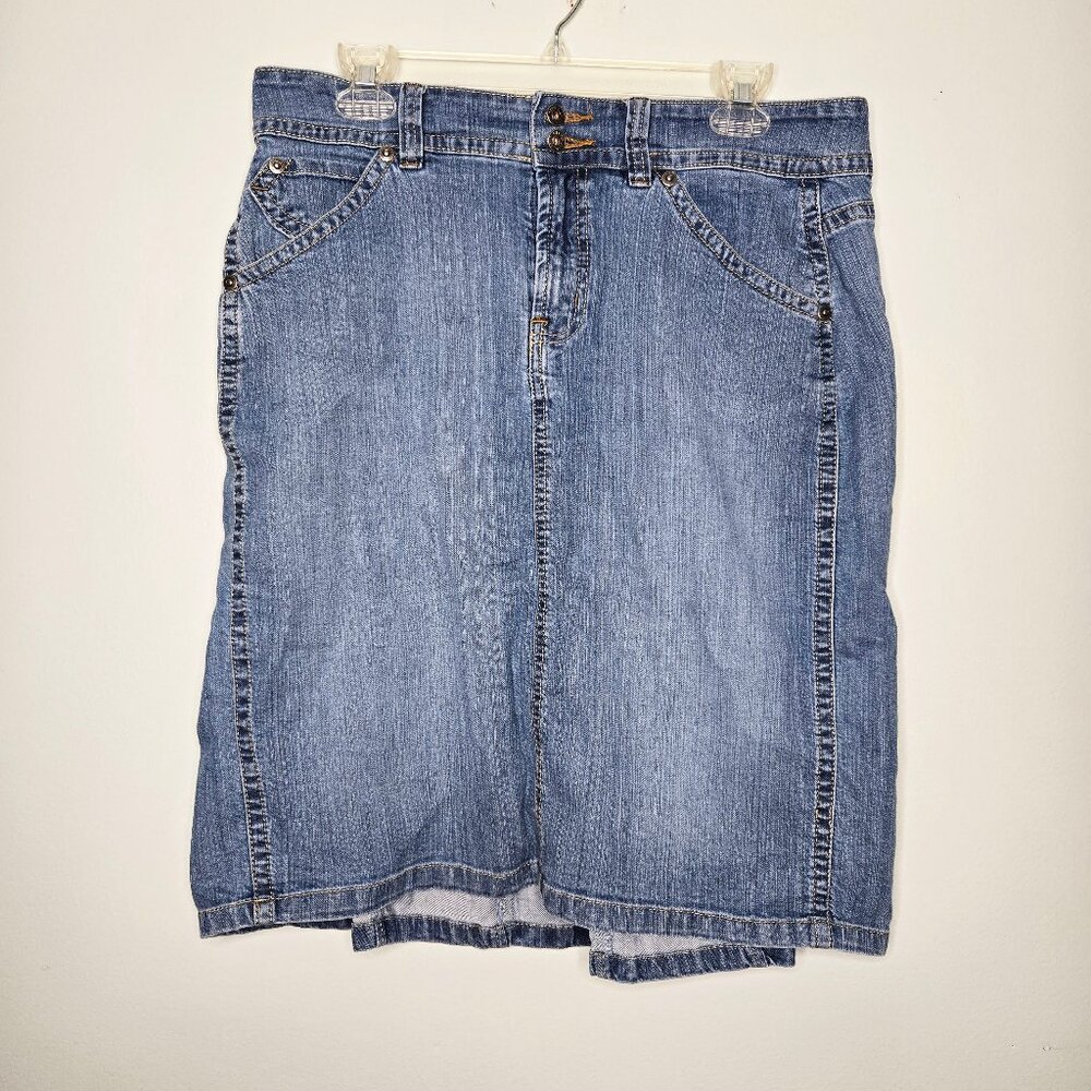 Gloria Vanderbilt Short Jean Denim Skirt Back Panels 12